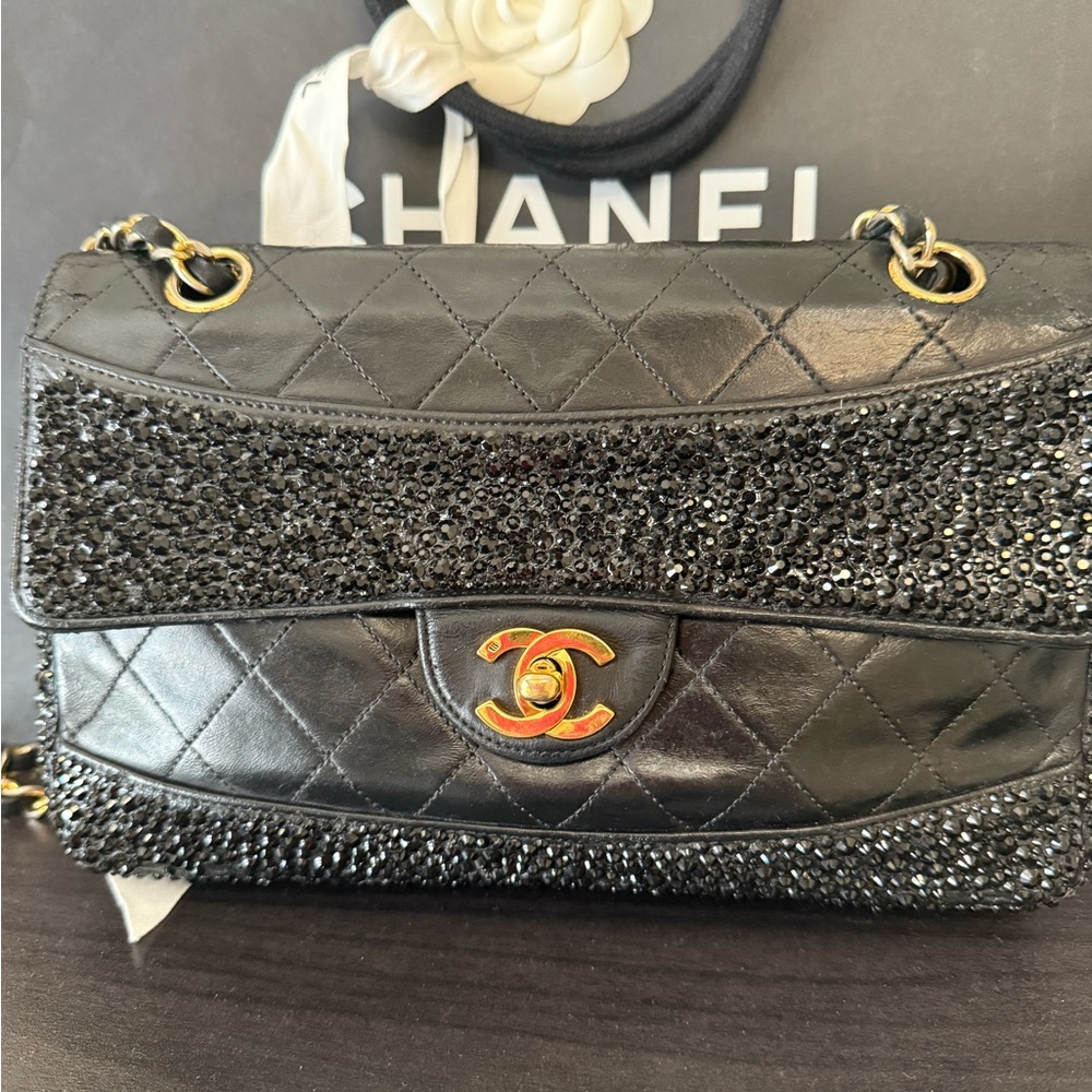Chanel Black Quilted Lambskin Flap Bag 24K CC Gold